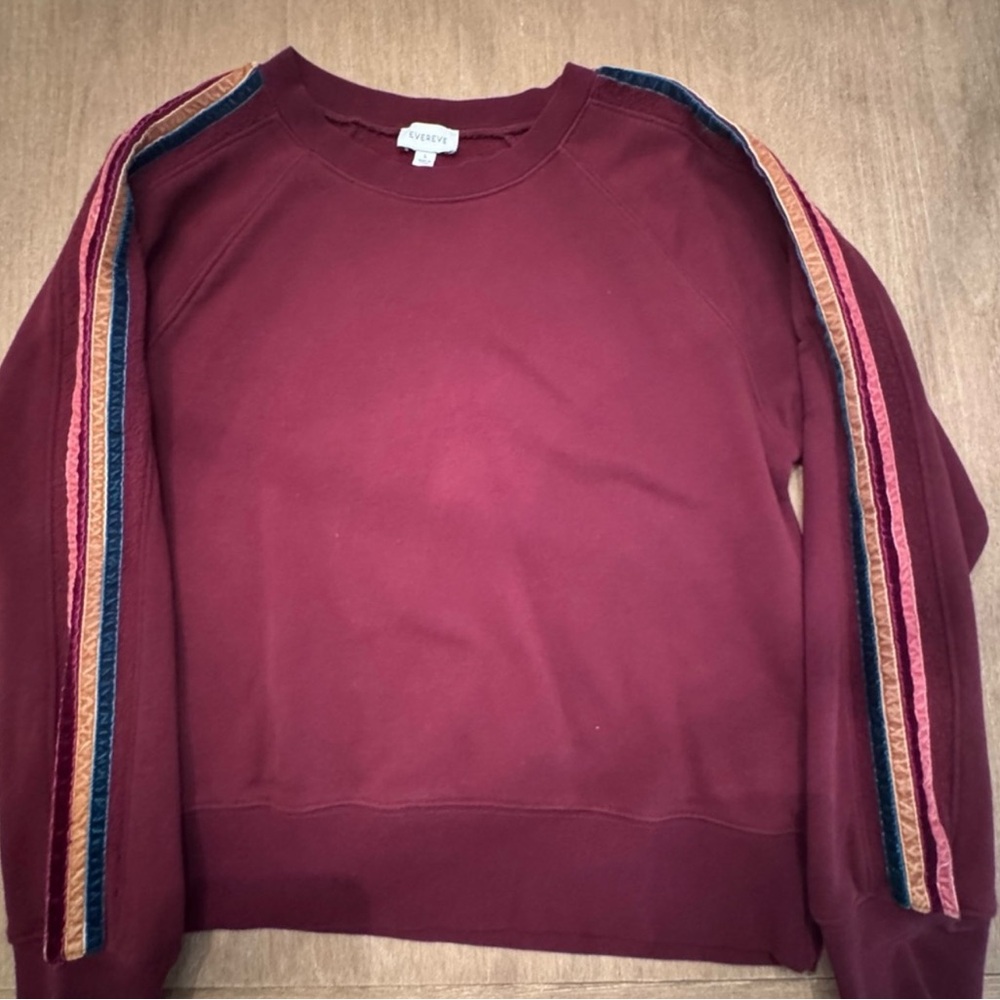 Burgundy Evereve Sweatshirt with Velvet Multicolor Stripes, Large